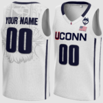 Customized UCONN White Basketball Jersey