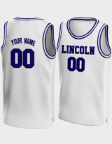 Customized White Lincoln Basketball Jersey