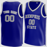Customized Blue Memphis State University Basketball Jersey