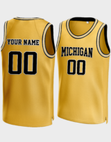 Customized Yellow Michigan Basketball Jersey