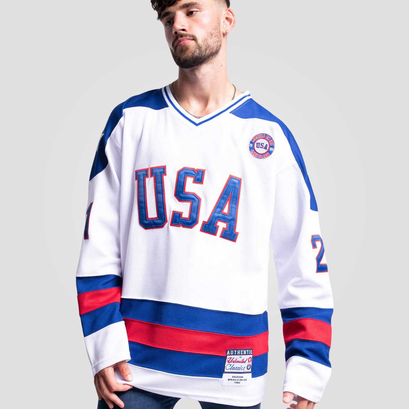 Mike Eruzione #21 Miracle Team USA Hockey Jersey
