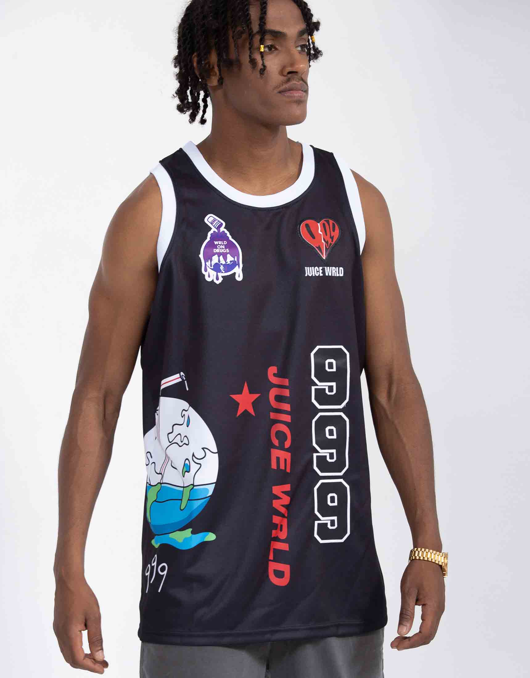 Men's JUICE WRLD #999 90s Hip-Hop Basketball Jersey Stitched Black XL