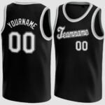Custom Black White-Gray Round Neck Basketball Jersey