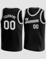 Custom Black White-Gray Round Neck Basketball Jersey