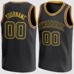 Custom Black-Gold Round Neck Basketball Jersey
