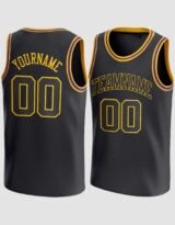 Custom Black-Gold Round Neck Basketball Jersey