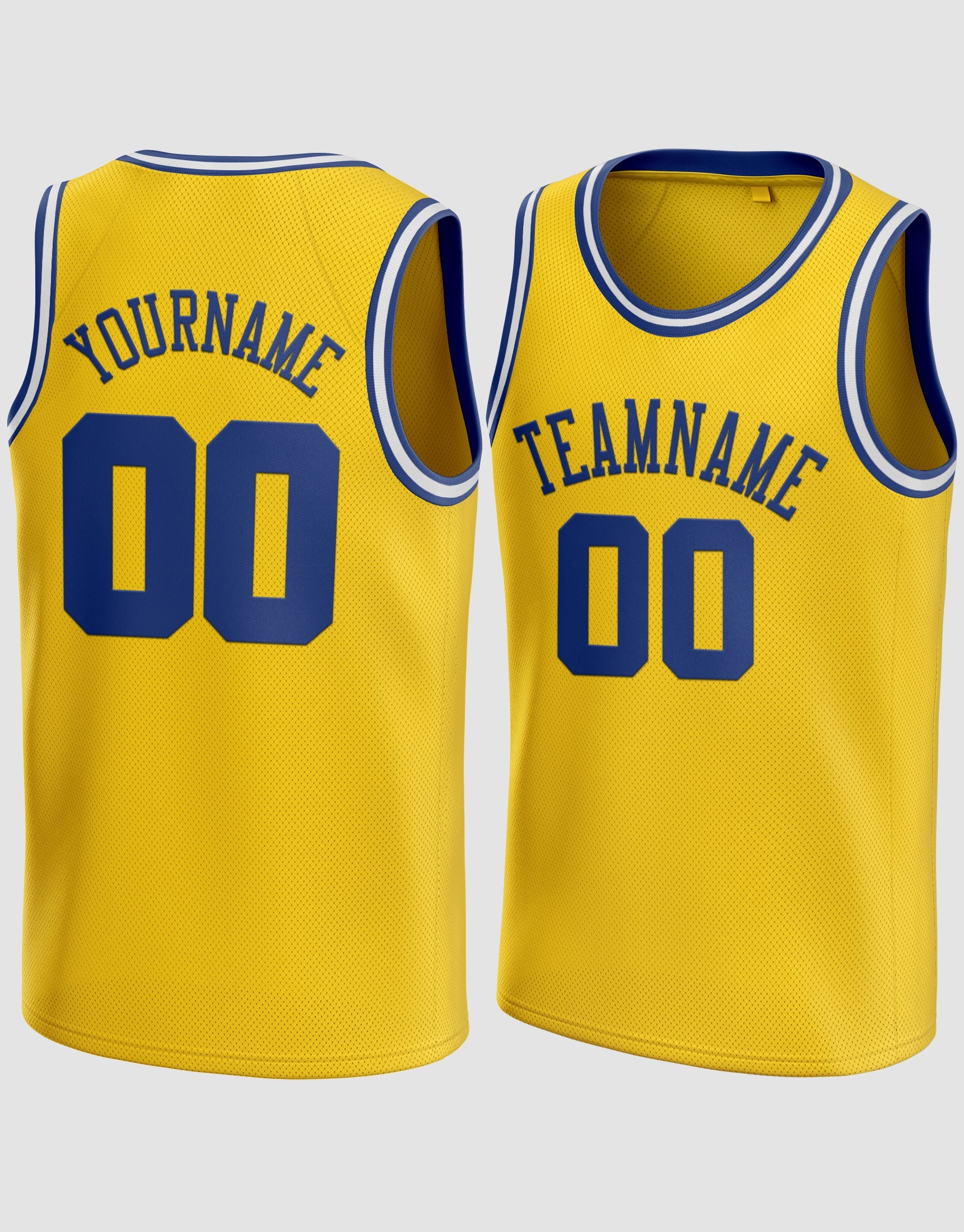 Custom Gold Royal-White Round Neck Basketball Jersey