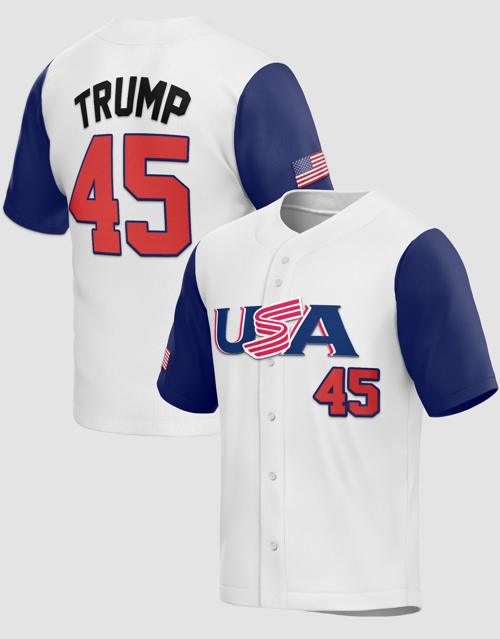 Donald Trump #45 USA Baseball Jersey – 99Jersey®: Your Ultimate Destination  for Unique Jerseys, Shorts, and More
