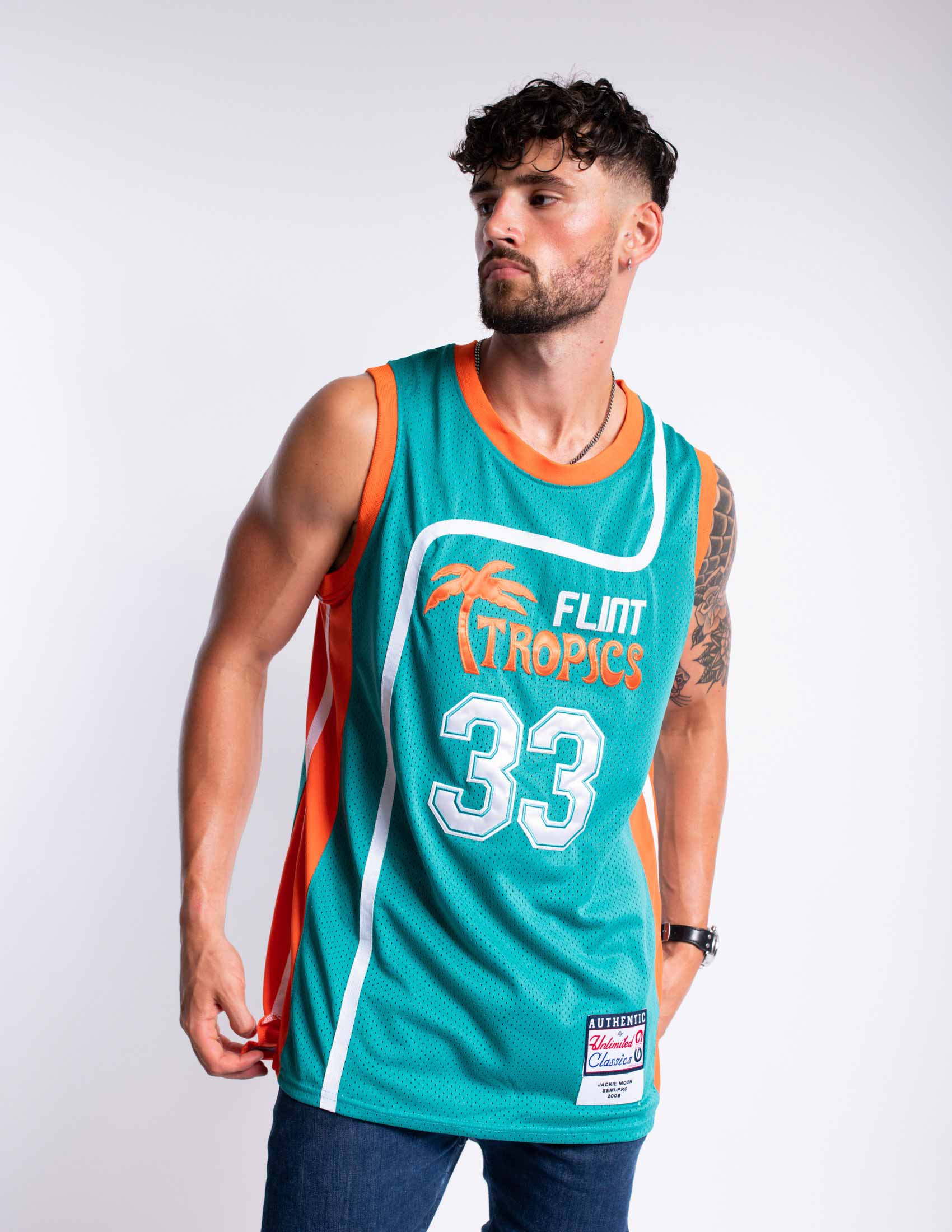 Men's 33 Jackie Moon Sport Pants Flint Tropics Semi Pro Movie Basketball  Shorts Stitched at  Men’s Clothing store