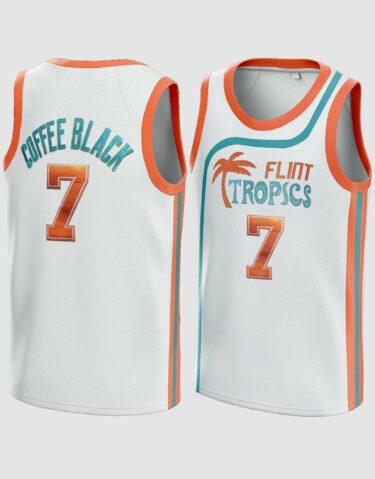 Coffee Black #7 Semi Pro Flint Tropics Basketball Jersey