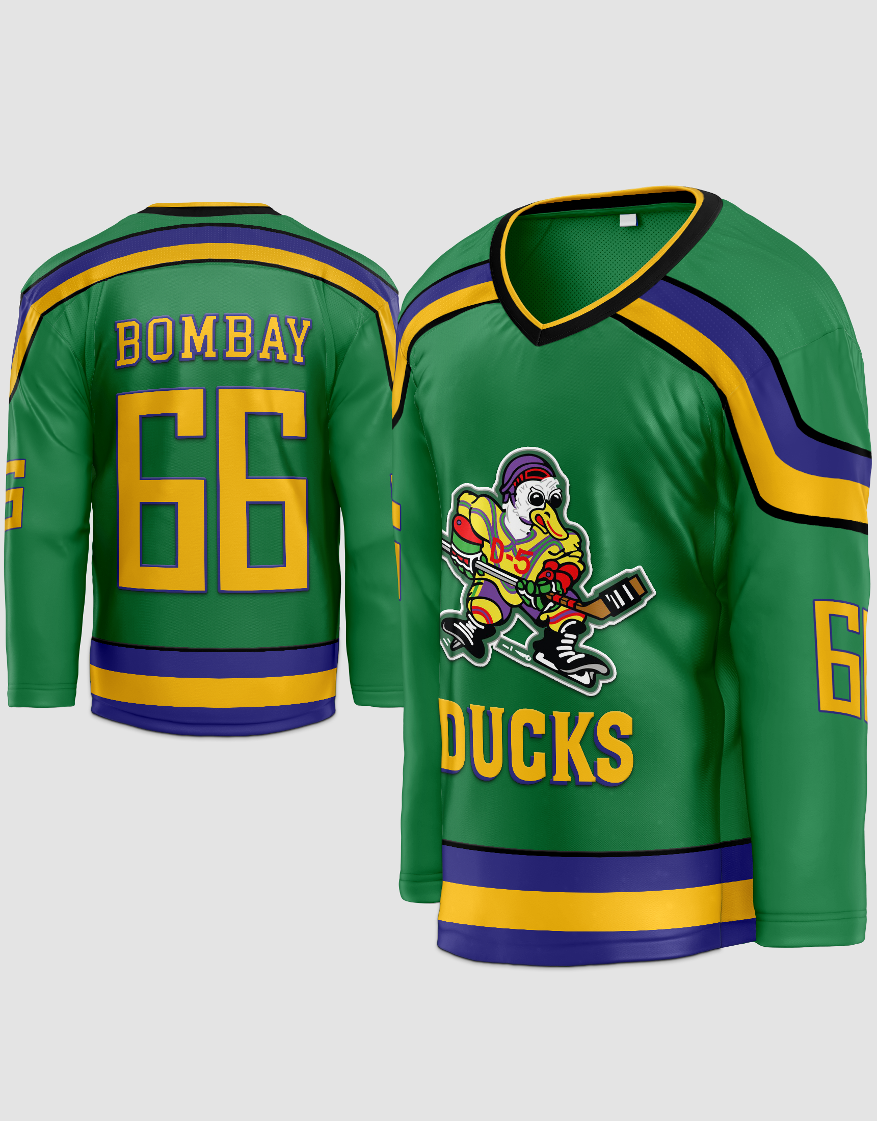  JerseyFame Gordon Bombay #66 Mighty Ducks Movie Ice Hockey  Jersey Green ALL SIZE (2XL) : Clothing, Shoes & Jewelry