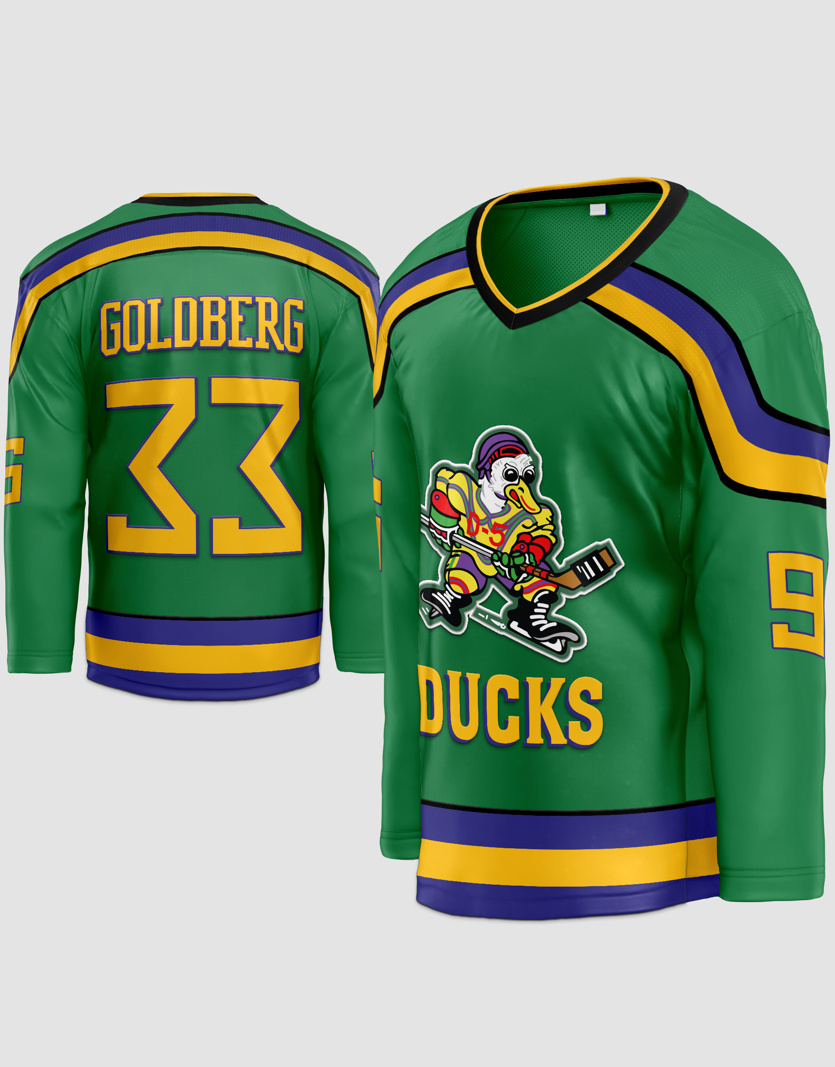 Greg Goldberg #33 Mighty Ducks Hockey Jersey Green - Top Smart Design