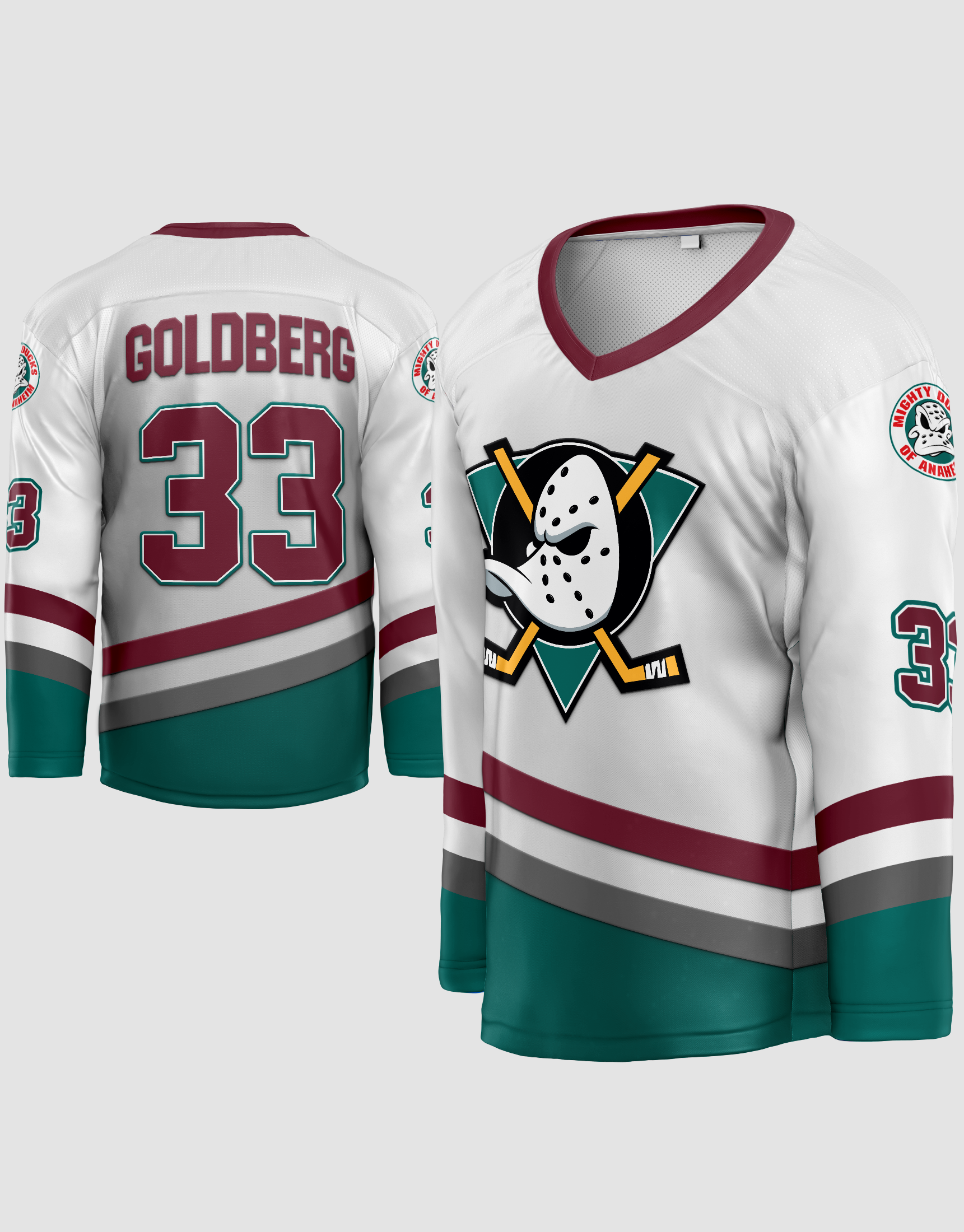 Youth Greg Goldberg 33 the Mighty Ducks Hockey Jersey all 