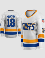 Jeff Hanson #18 Charlestown Chiefs Slapshot Hockey