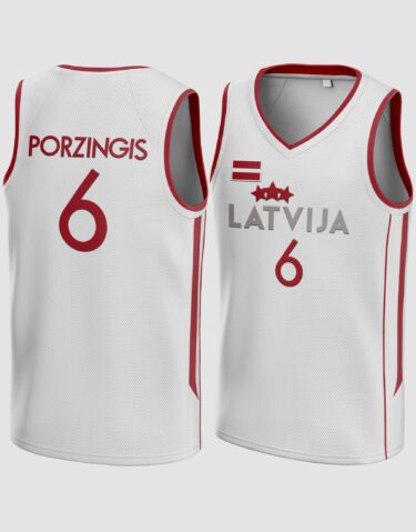 Kristaps Porziņģis #6 Latvija Basketball Jersey