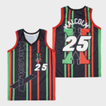Malcolm Young #25 Power Stripes Basketball Jersey
