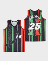 Malcolm X #25 Power Stripes Basketball Jersey