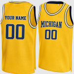 Customized Yellow Michigan Basketball Jersey