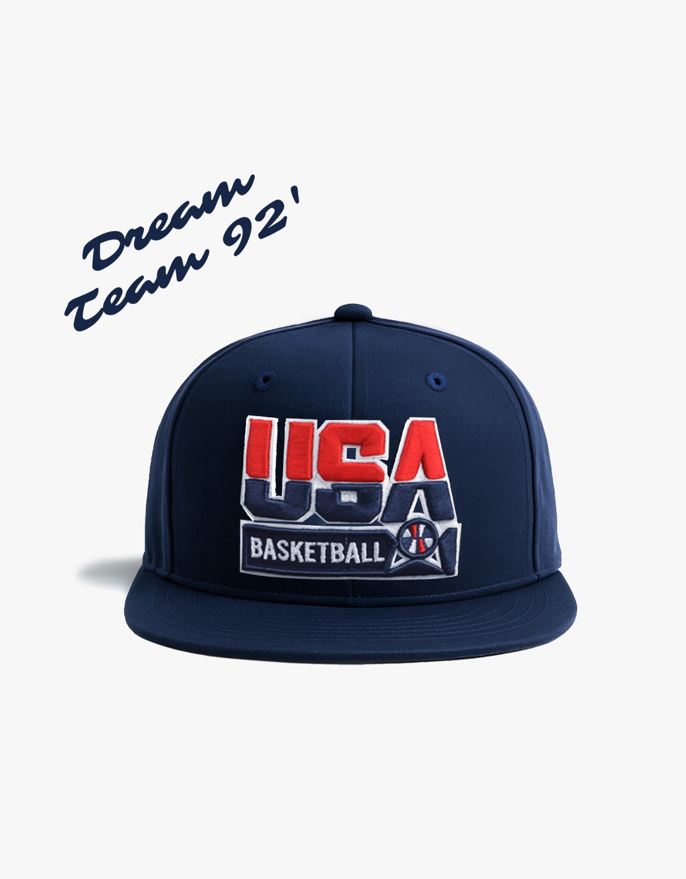 ’92 USA Basketball Vintage Style Snapback Cap | Navy Flat Brim Embroidered Hat