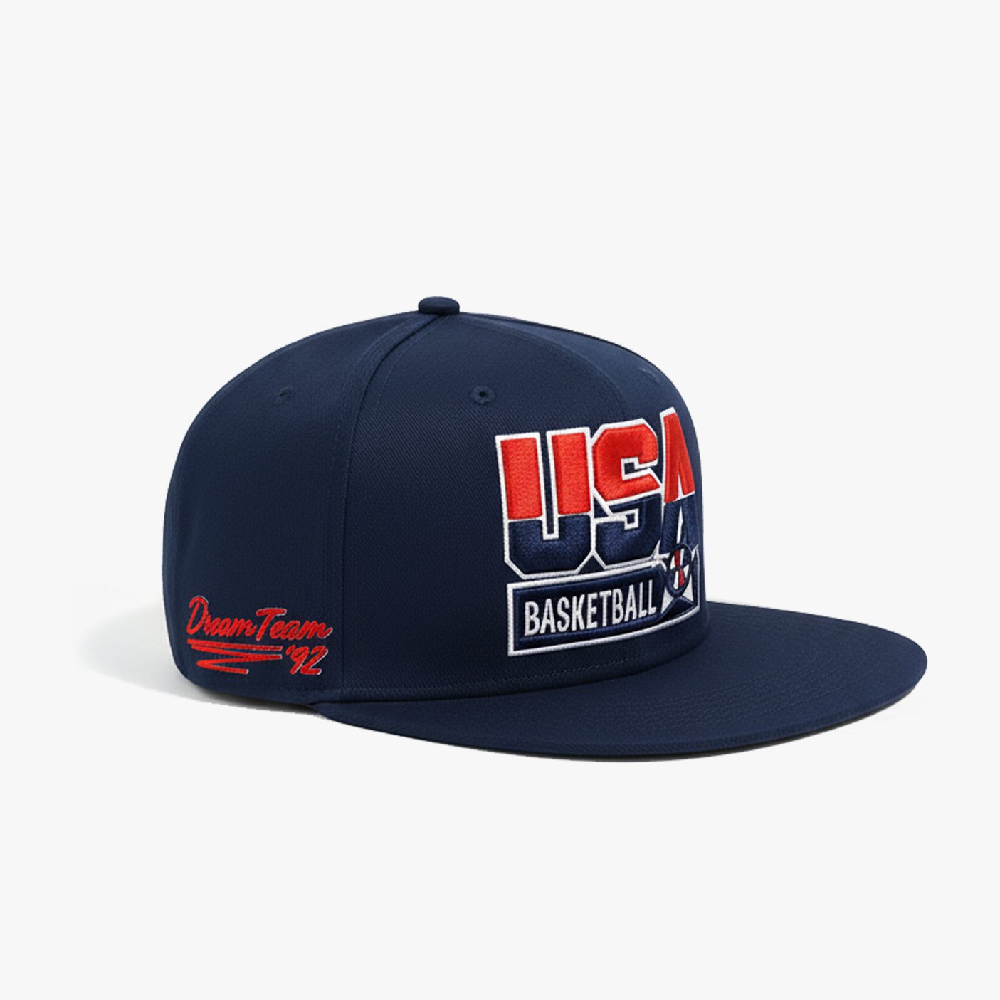 ’92 USA Basketball Vintage Style Snapback Cap | Navy Flat Brim Embroidered Hat