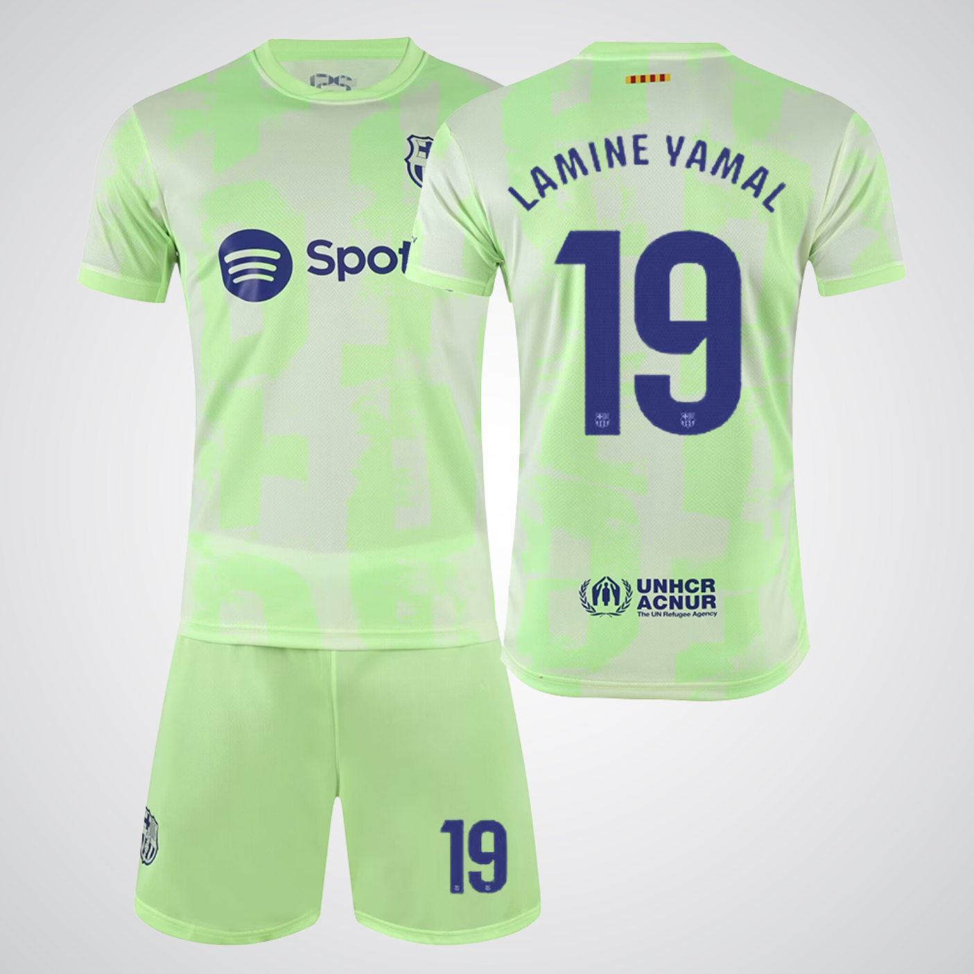Lamine Yamal #19 Barcelona Neon Green Edition Soccer Jersey