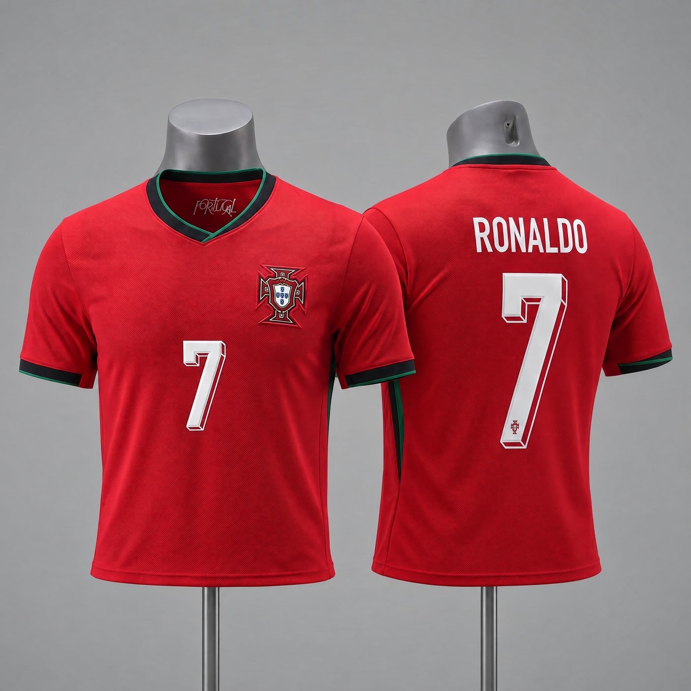 Cristiano Ronaldo #7 Portugal National Team Soccer Jersey, front and back