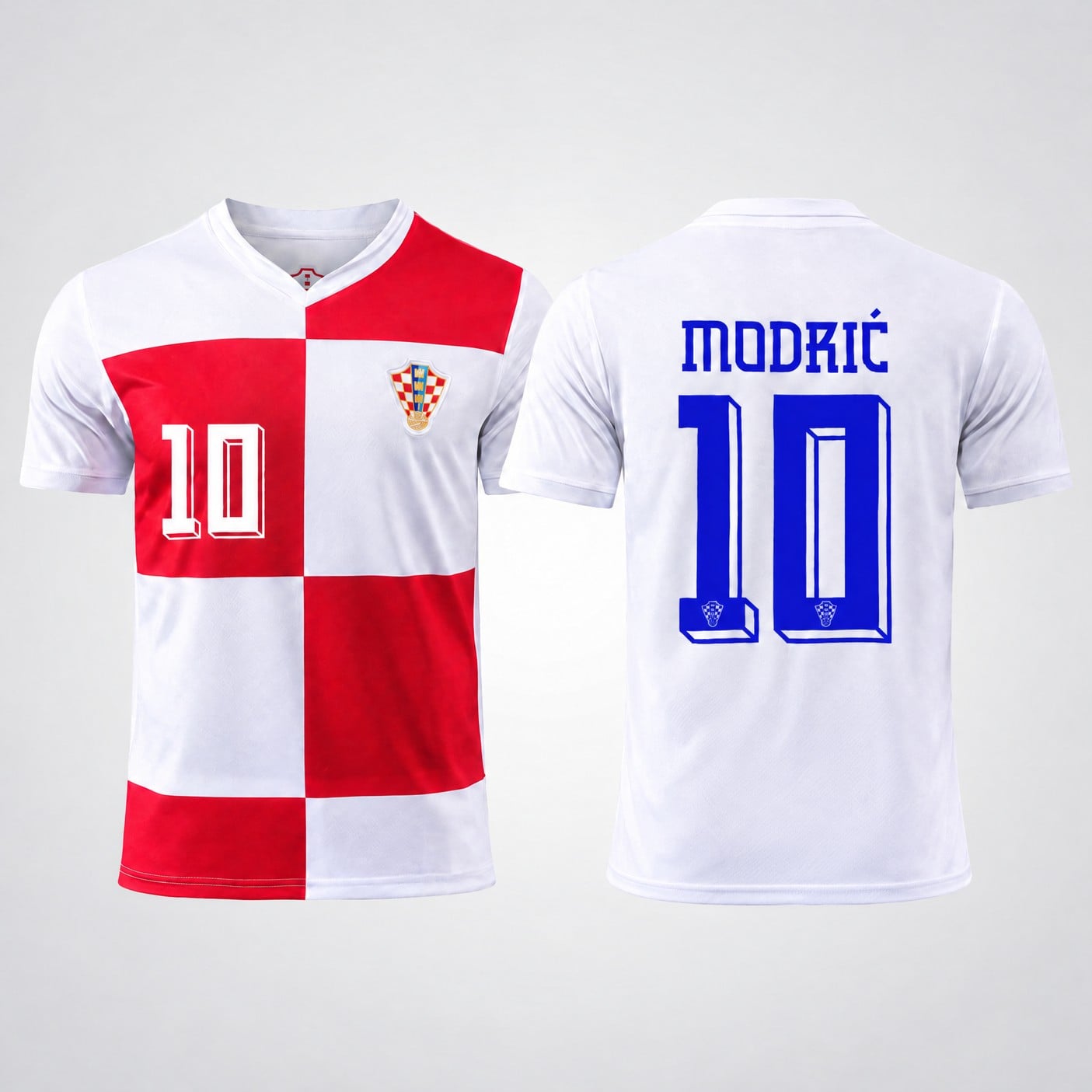 Luka Modrić #10 Croatia Checkered Soccer Jersey
