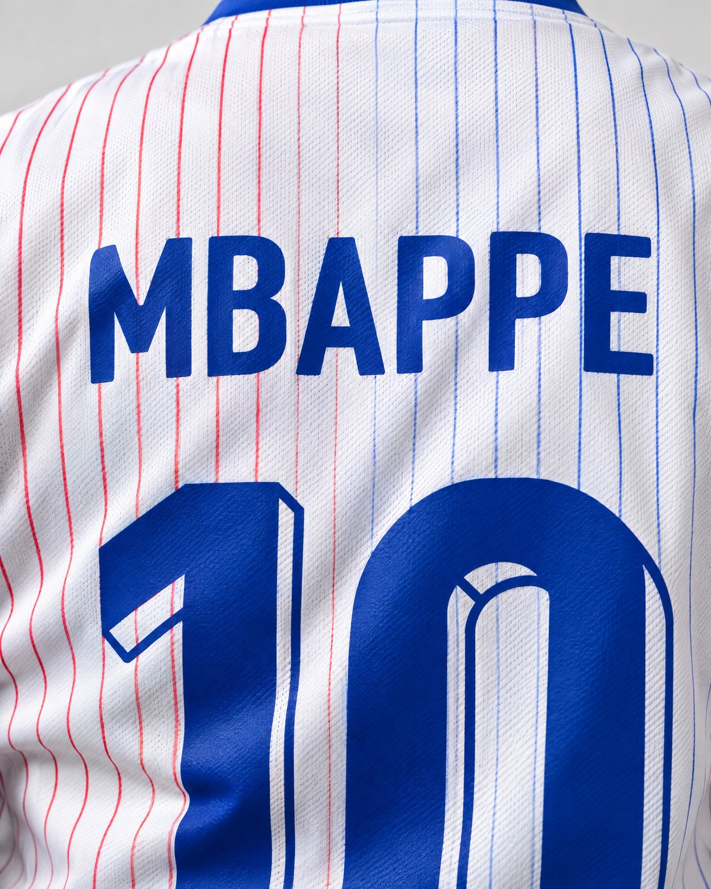 Mbappe France Away Jersey #10 White Pinstripe Kit | 99Jersey