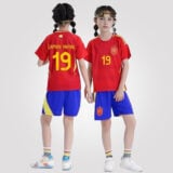 Lamine Yamal #19 Spain Home Youth Soccer Set