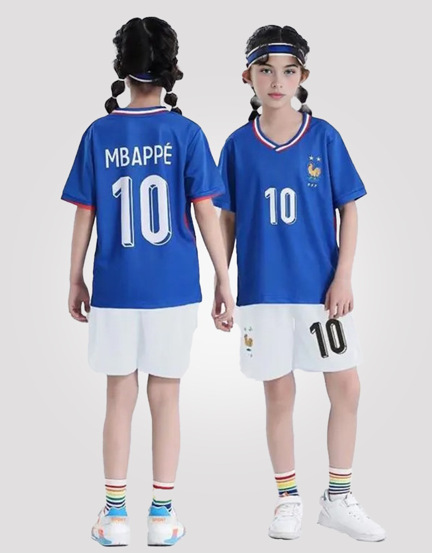 Kylian Mbappé #10 France Home Youth Soccer Set - 99Jersey