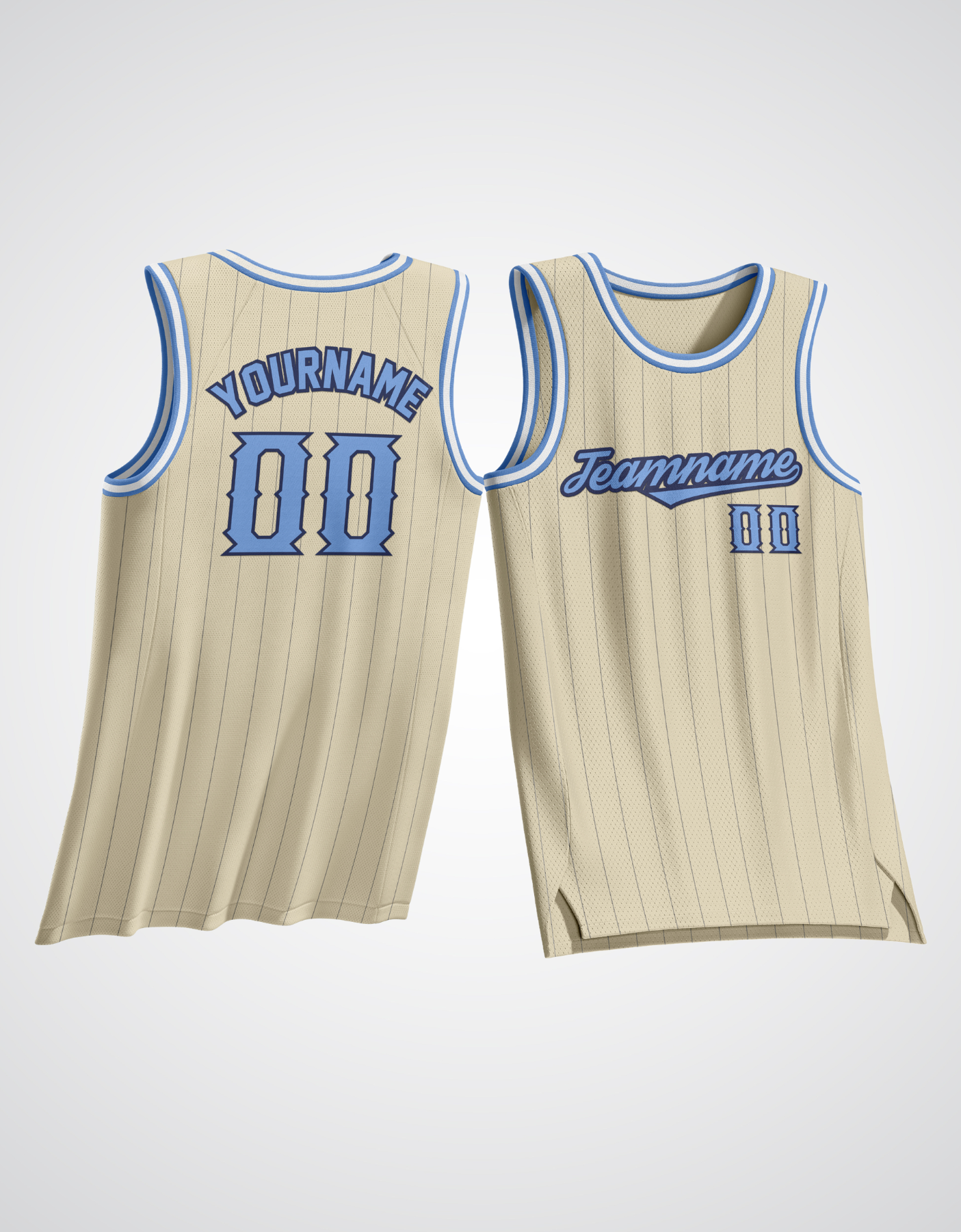Customized Cream Pinstripe Basketball Jersey