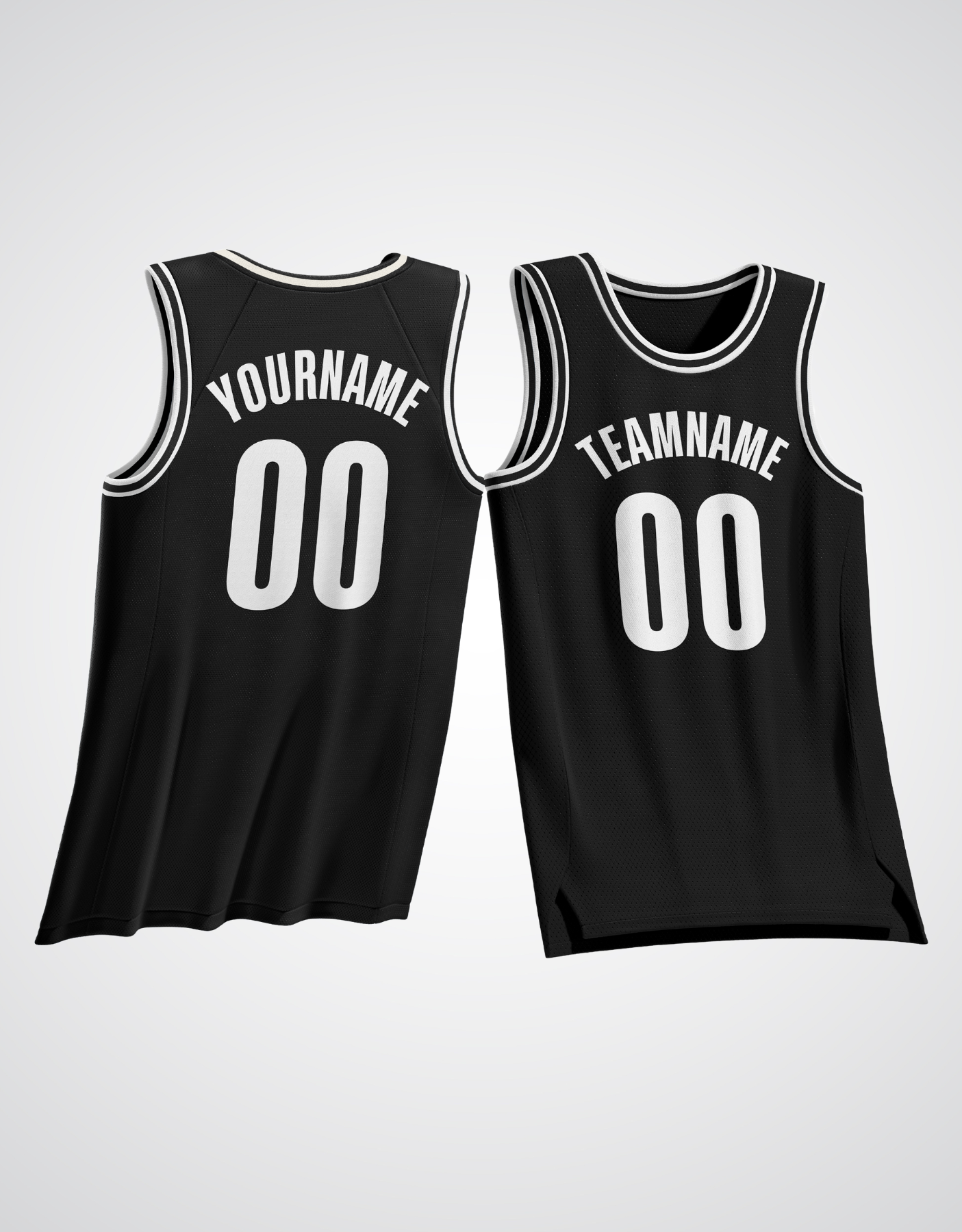 Customized Black and White Outline Basketball Jersey