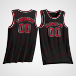 Customized Black Red Pinstripe Basketball Jersey