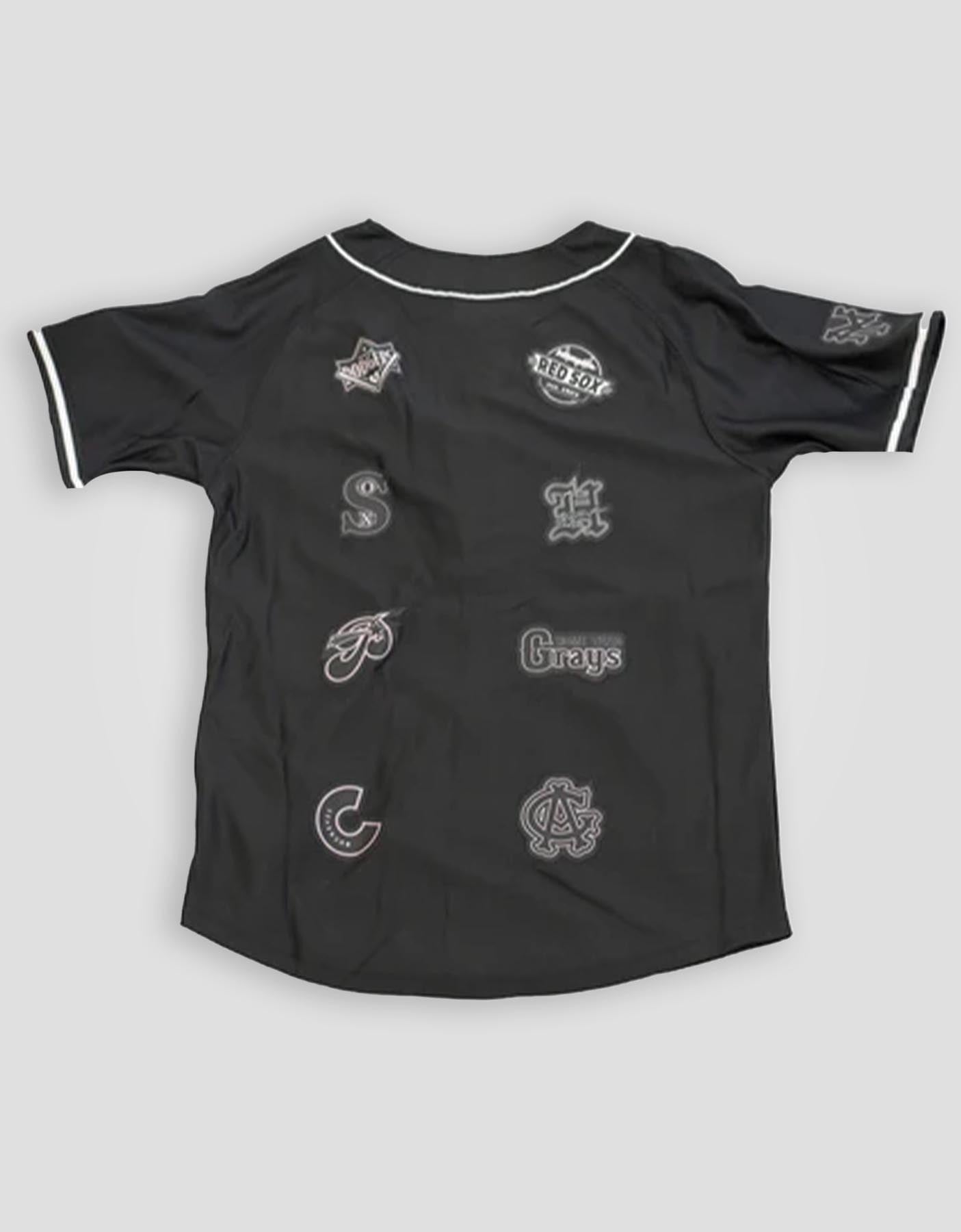 Youth Negro League Vertical Collage Button Down Baseball Jersey - Image 2