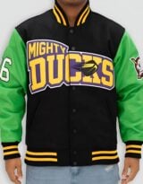 Youth Mighty Ducks Conway Varsity Jacket (Black/Green)