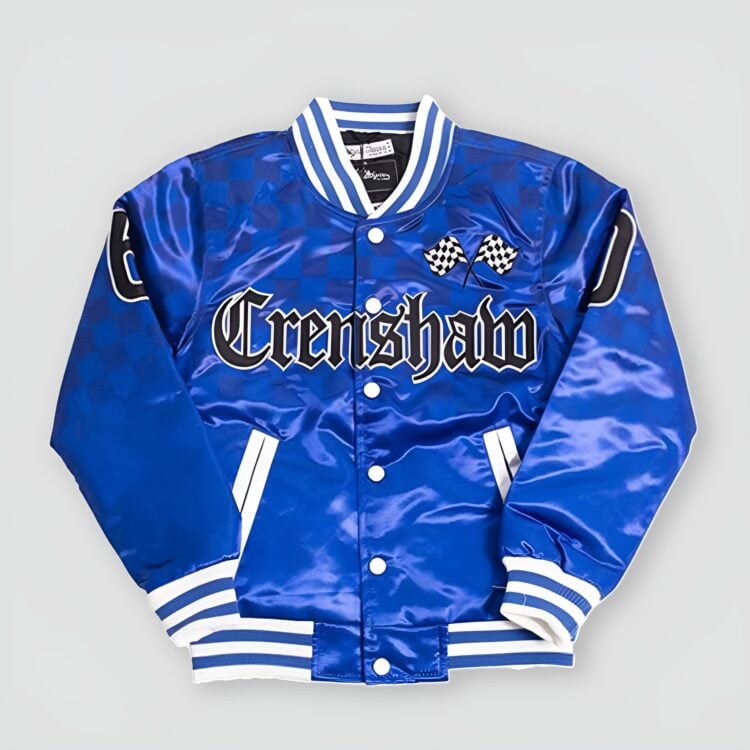 Nipsey Hussle Varsity Jacket Youth Blue Satin | 99Jersey