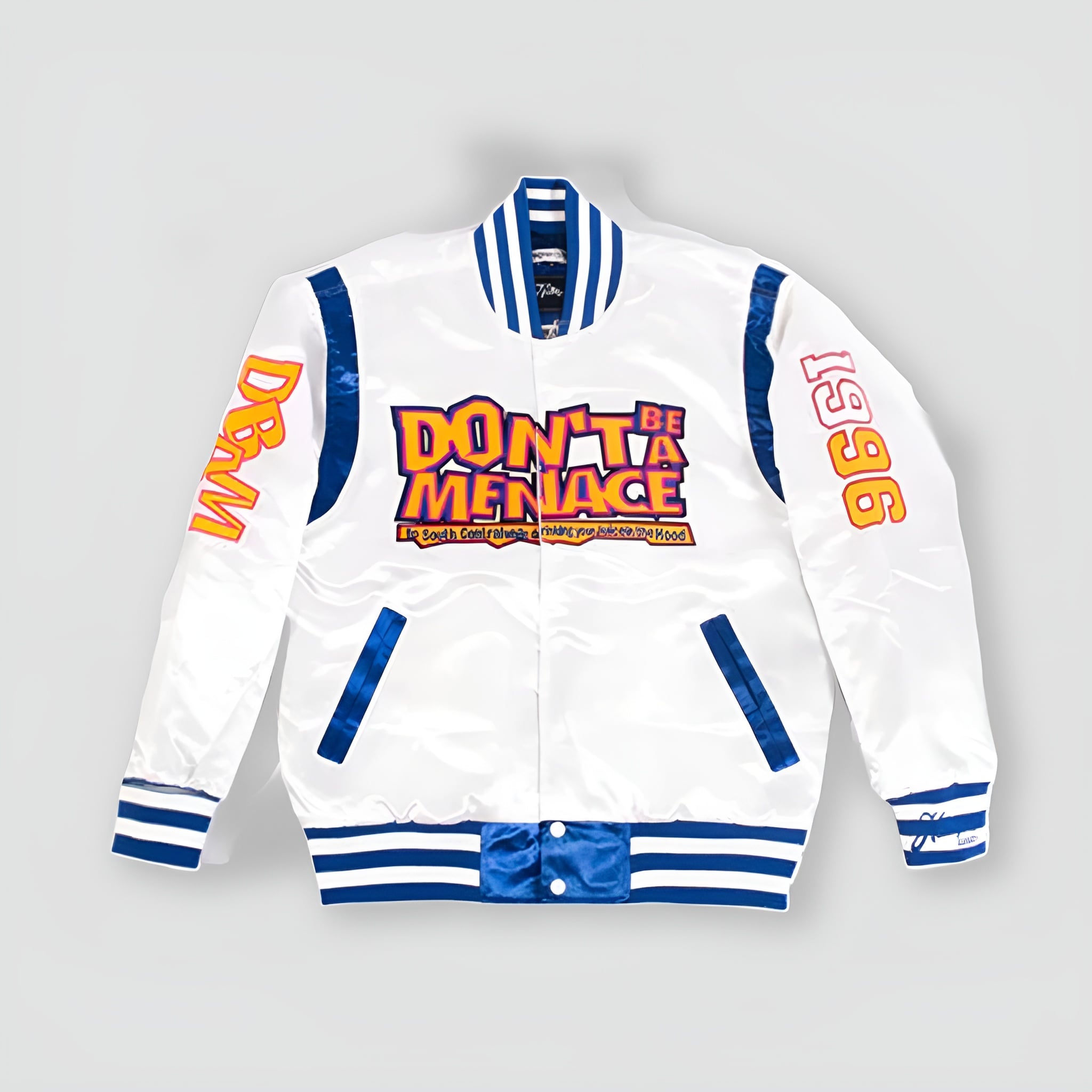 Don't Be A Menace Jacket Youth White Satin | 99Jersey