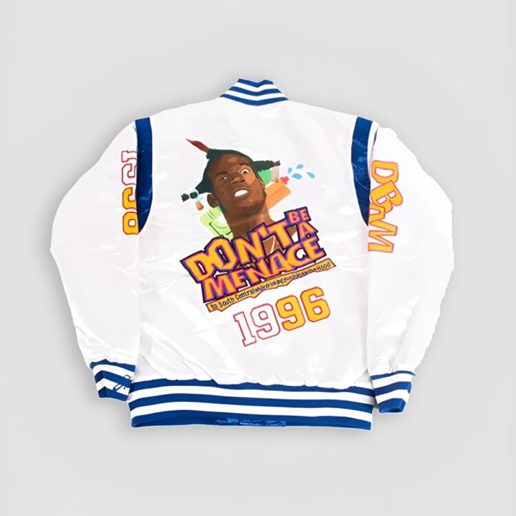 Don't Be A Menace Jacket Youth White Satin | 99Jersey