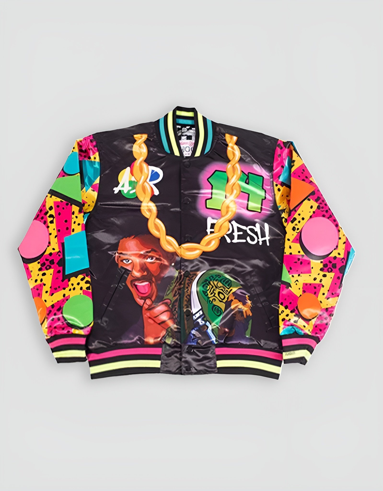 Fresh Prince Fresh Air Graffiti Youth Satin Jacket Black