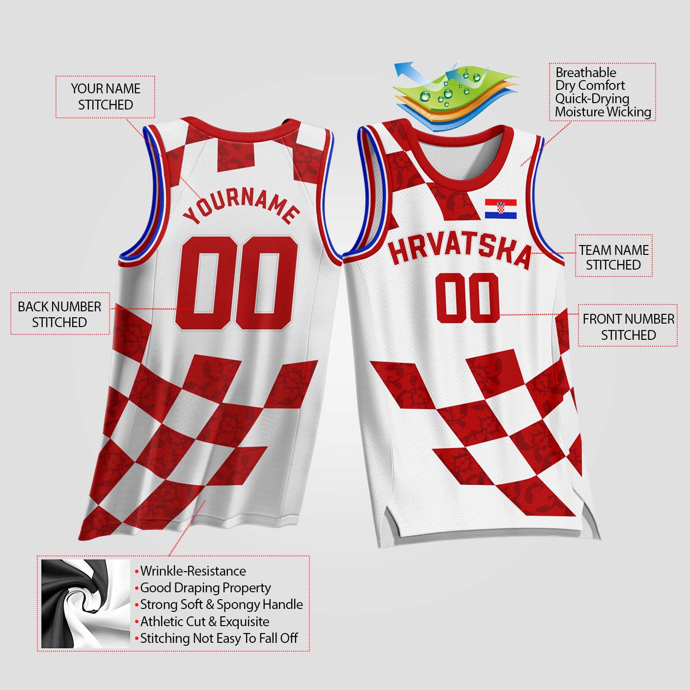 Croatia Custom Basketball Jersey