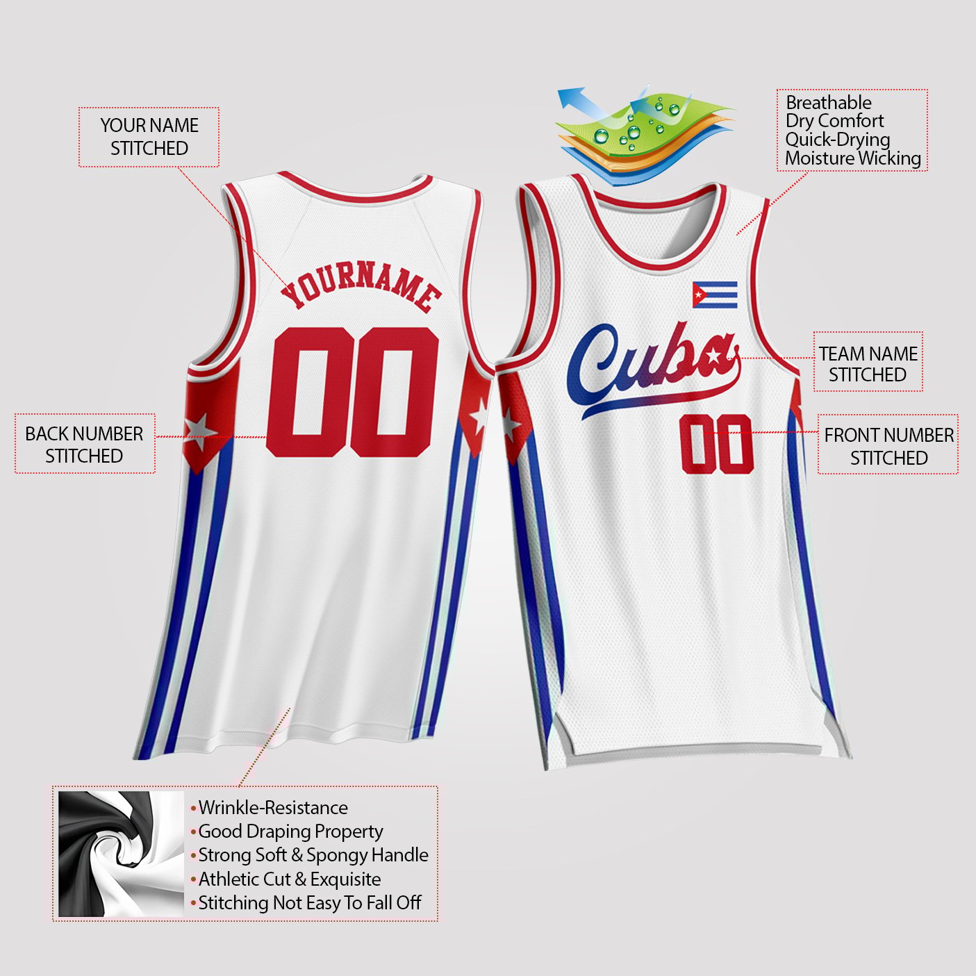 Cuba Custom Basketball Jersey