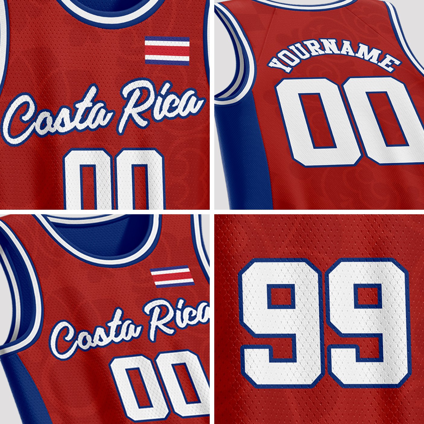 Costa Rica Custom Basketball Jersey