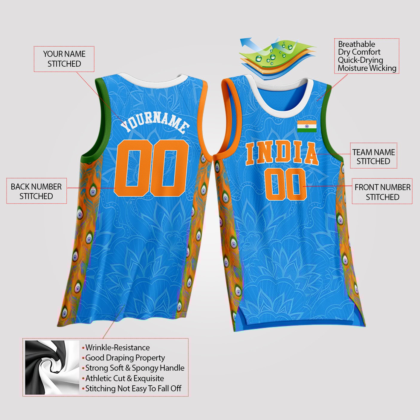 India Custom Basketball Jersey