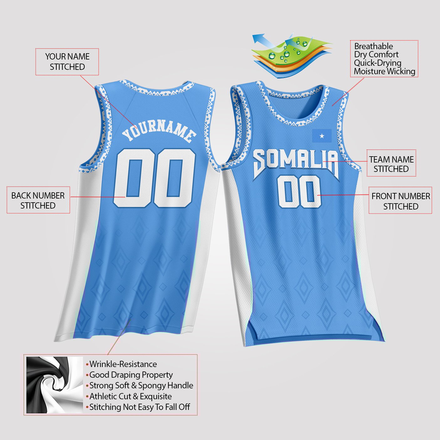 Somalia Custom Basketball Jersey