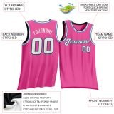 Custom Pink White-Light Blue Basketball Jersey