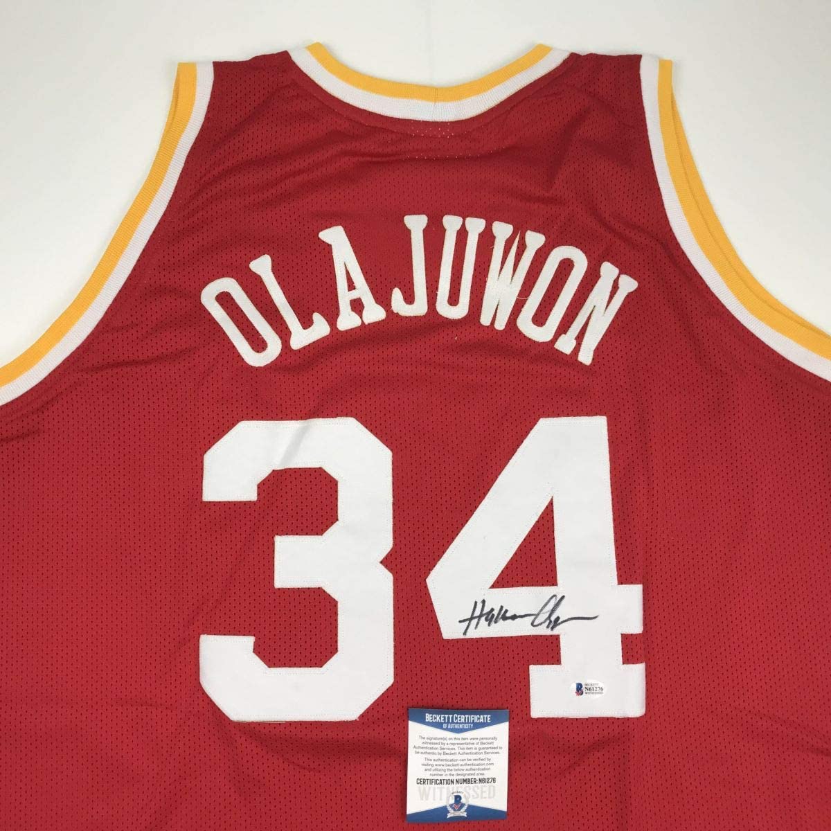 Hakeem Olajuwon Autographed #34 Houston Basketball Jersey