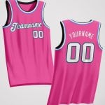 Custom Pink White-Light Blue Basketball Jersey