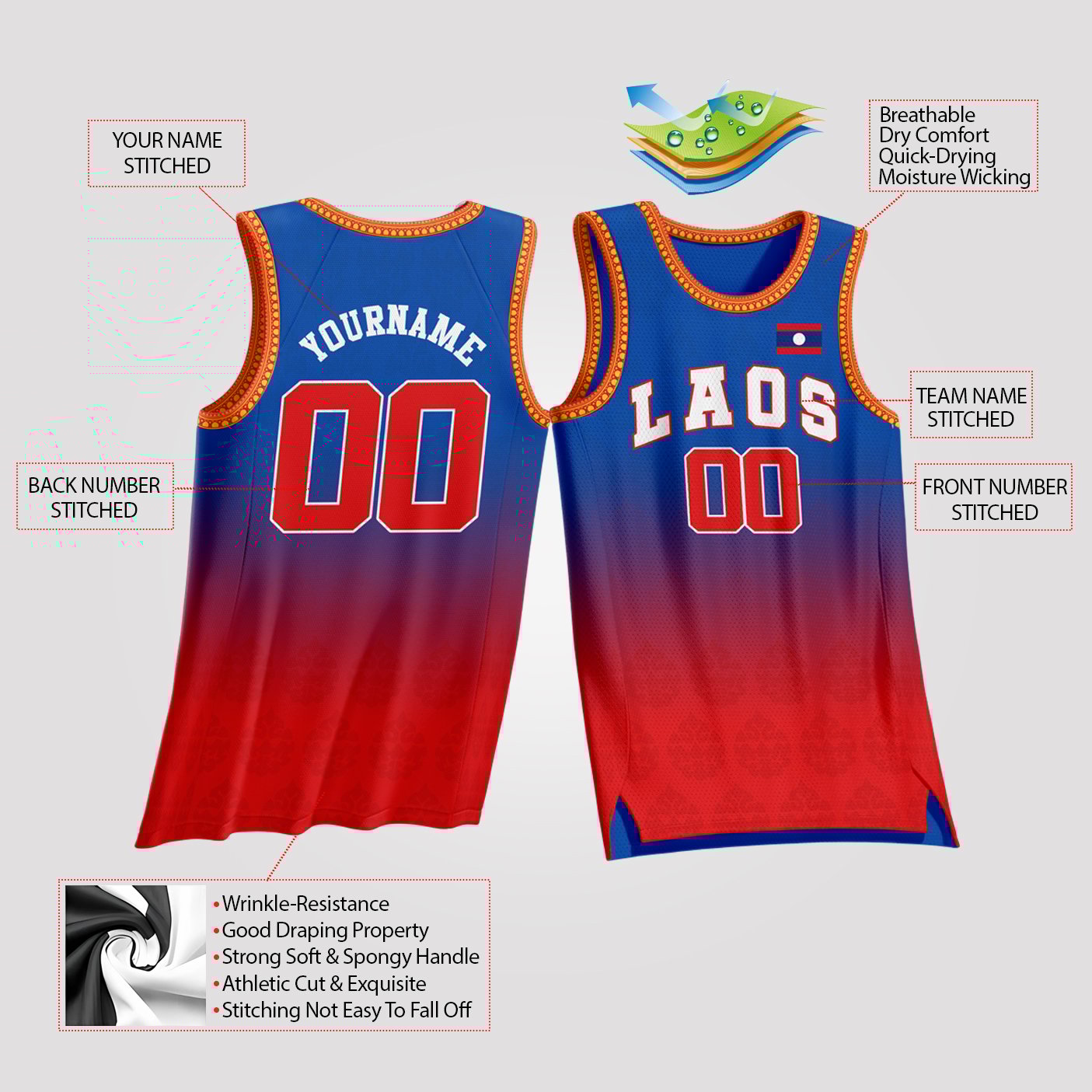 Laos Custom Basketball Jersey