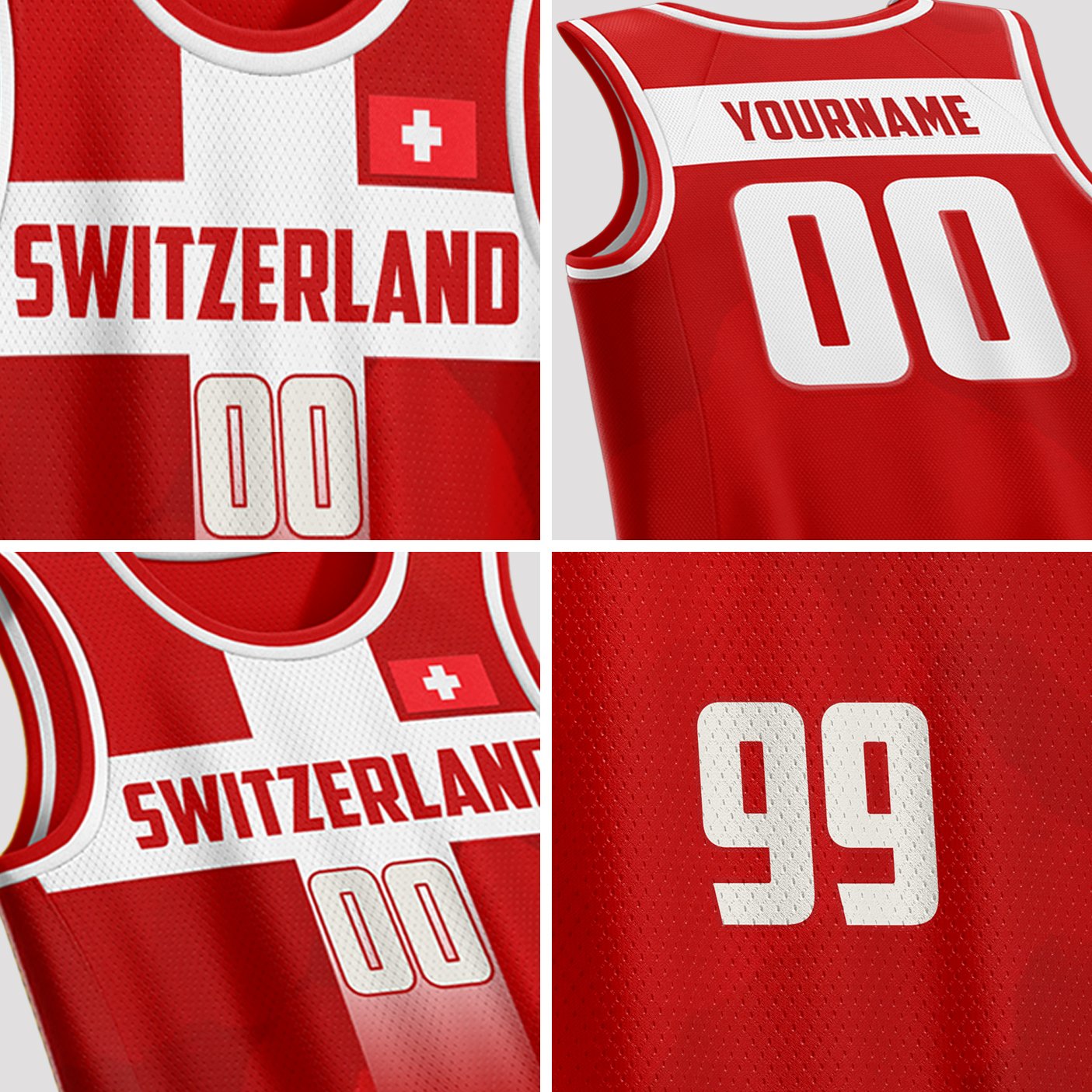 Switzerland Custom Basketball Jersey