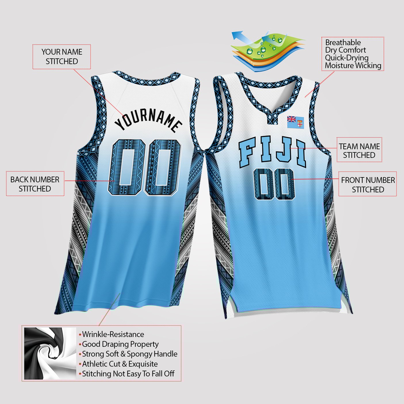 Fiji Custom Basketball Jersey